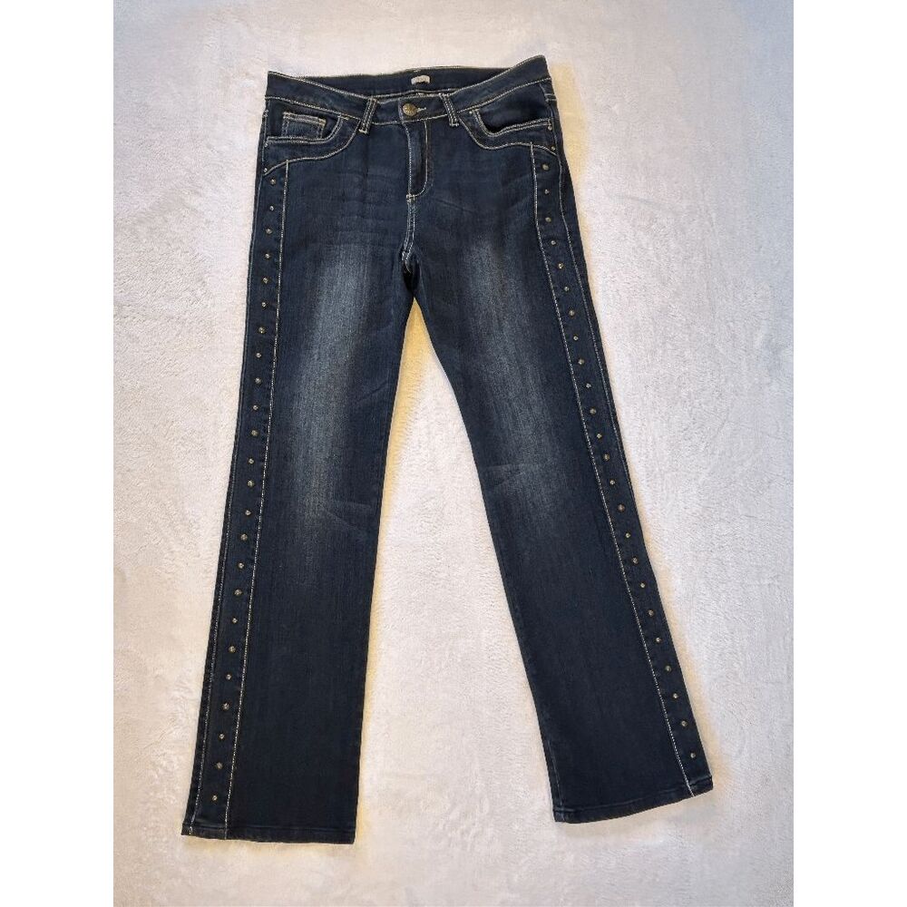 Women's Reba Jeans Size 10, Wide Stitch, Metal Studding, Straight Leg, Western